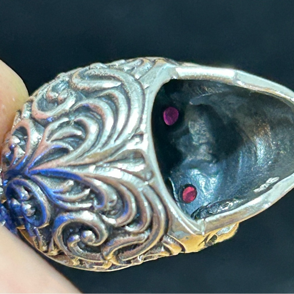 Skull with  rubies Sterling  Silver 925 pendant - Picture 6 of 10